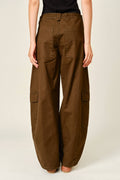 AJP6166 UTILITY BARREL WAIST TIE CARGO PANTS: KAHKI / S-M-L (2-2-2)