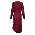 Amelia Asymmetrical Ruche Midi Dress: Wine / Large