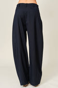 Navy Pinstripe Barrel Pants