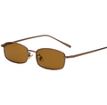 Brown sunglasses with gold accents on a white background