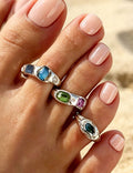 Chic Colorful Diamonds Open Toe Ring 6W6JRG288: Silver / F