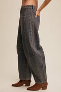 Baggy Barrel Jeans in Dark Denim