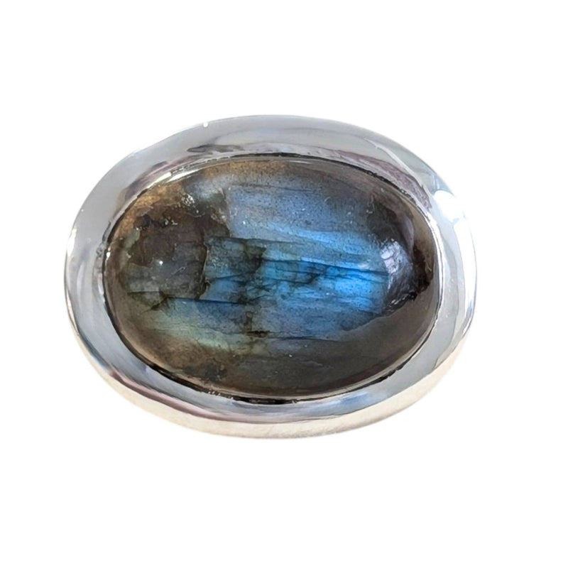 SALE Very Large Labradorite Sterling Silver Statement Ring: 7