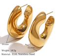 Wave-Puffy Hoop- Steel Earrings- 14K gold or Silver: Silver