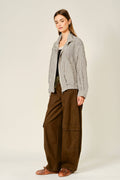 AJP6166 UTILITY BARREL WAIST TIE CARGO PANTS: OLIVE / S-M-L (2-2-2)