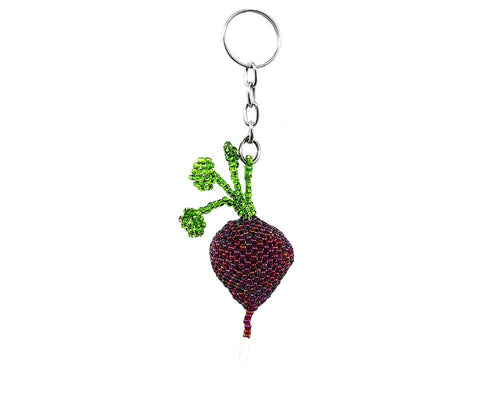 Beaded Radish Seed Bead Figurine Keychain
