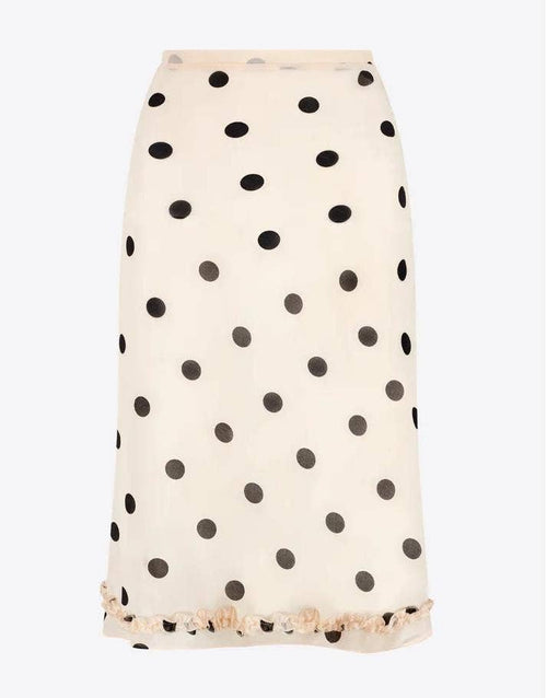 Polka dot skirt with a white background