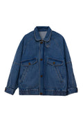 Blue denim jacket on a white background