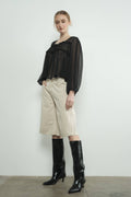 MAP3098 DENIM BERMUDA SHORTS WITH YOKE SEAM: CREAM / L