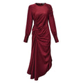 Amelia Asymmetrical Ruche Midi Dress: Wine / Large