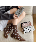 Polka Dot Ribbed Crew Socks