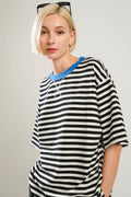 A striped knit top - FT1255: Black / Contemporary / S