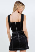 Black Cotton Twill Bustier