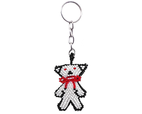 Beaded Teddy Bear Seed Bead Figurine Keychain