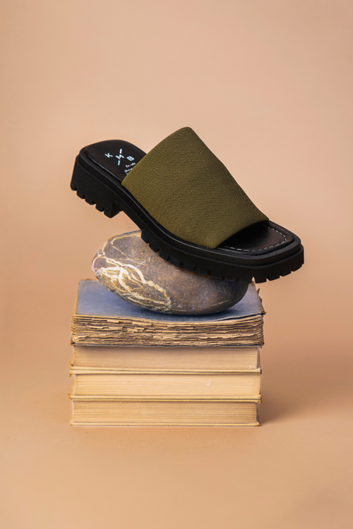 Platform Slinky Sandal in Olive