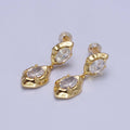 Clear Cubic Zirconia Abstract Dangle Stud Earrings AE1091: Gold