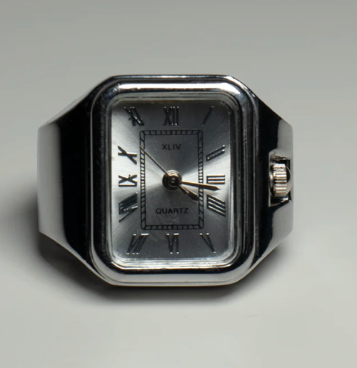Apollo Watch Ring-Quartz Stretch Ring- Gift Box : Silver