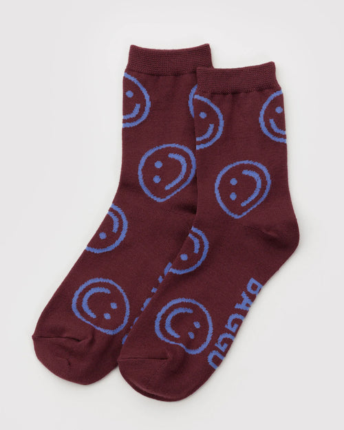Happy Crew Socks in Bordeaux
