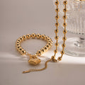 Cubic Love Pendant Bead Chain Necklace DPJN0906: Silver