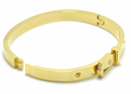  Buckle Bangle Bracelet- Hinged- Stainless Steel - Cuff : Yellow Gold