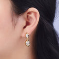 Clear Cubic Zirconia Abstract Dangle Stud Earrings AE1091: Gold