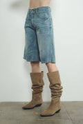 MAP3098 DENIM BERMUDA SHORTS WITH YOKE SEAM: CREAM / M