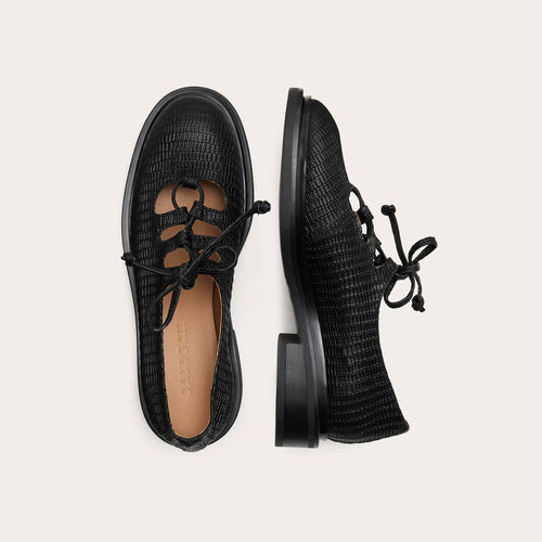 Ruby Black Lizard Flats