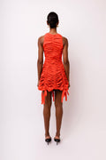 ERIN  RUCHE MINI DRESS: Red / S