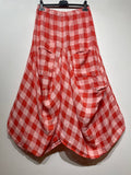6633C LINEN SKIRT WITH POCKETS, VICHY CHECK PATTERN: Yellow