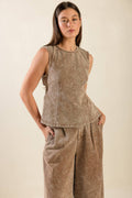 Brown Stone Wash Twill Top