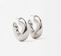 Wave-Puffy Hoop- Steel Earrings- 14K gold or Silver: Silver