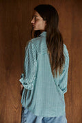 Woven Cotton Collar Neck Button Front Long