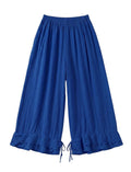 4029 WIDE COTTON PANTS WITH EYELET EMBROIDERY: ROYAL