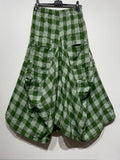 6633C LINEN SKIRT WITH POCKETS, VICHY CHECK PATTERN: Yellow