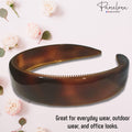 Parcelona French Extra Wide Tortoise Shell Celluloid Hair Headband for Women