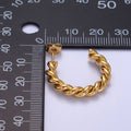 Stainless Steel 25mm Rope Croissant C-Shaped Hoop Earring: GOLD