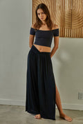 Knit Seamless Ribbed Off Shoulder Crop Top