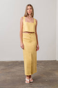 Square Neck Linen Cropped Tank