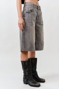 MAP3098 DENIM BERMUDA SHORTS WITH YOKE SEAM: CREAM / S