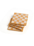 Orange Check Resin Coaster Set of 4