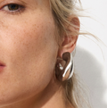 Wave-Puffy Hoop- Steel Earrings- 14K gold or Silver: Gold