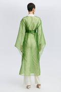 JACQUARD ORGANZA KIMONO: Green / Standart