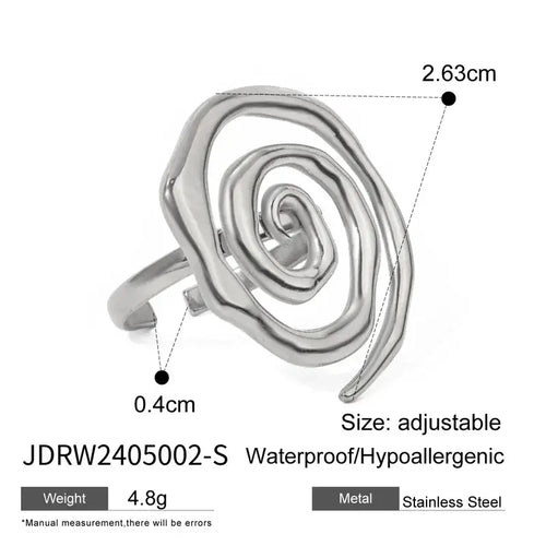 Silver and Gold Swirl Spiral Ring: Silver