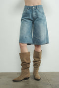 MAP3098 DENIM BERMUDA SHORTS WITH YOKE SEAM: CREAM / S