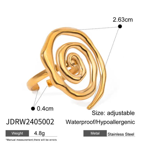 Silver and Gold Swirl Spiral Ring: Yellow Gold