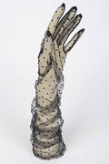 LONG POLKA DOT MESH GLOVES: BLACK