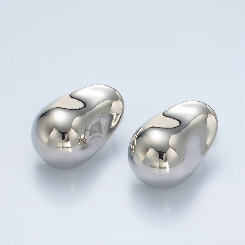 16k Gold Filled Hammered Dome Hoop Earrings | V-071 V-072: Silver