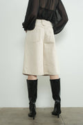 MAP3098 DENIM BERMUDA SHORTS WITH YOKE SEAM: CREAM / L