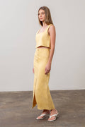 Square Neck Linen Cropped Tank