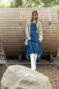 PANELED DENIM LONG DRESS